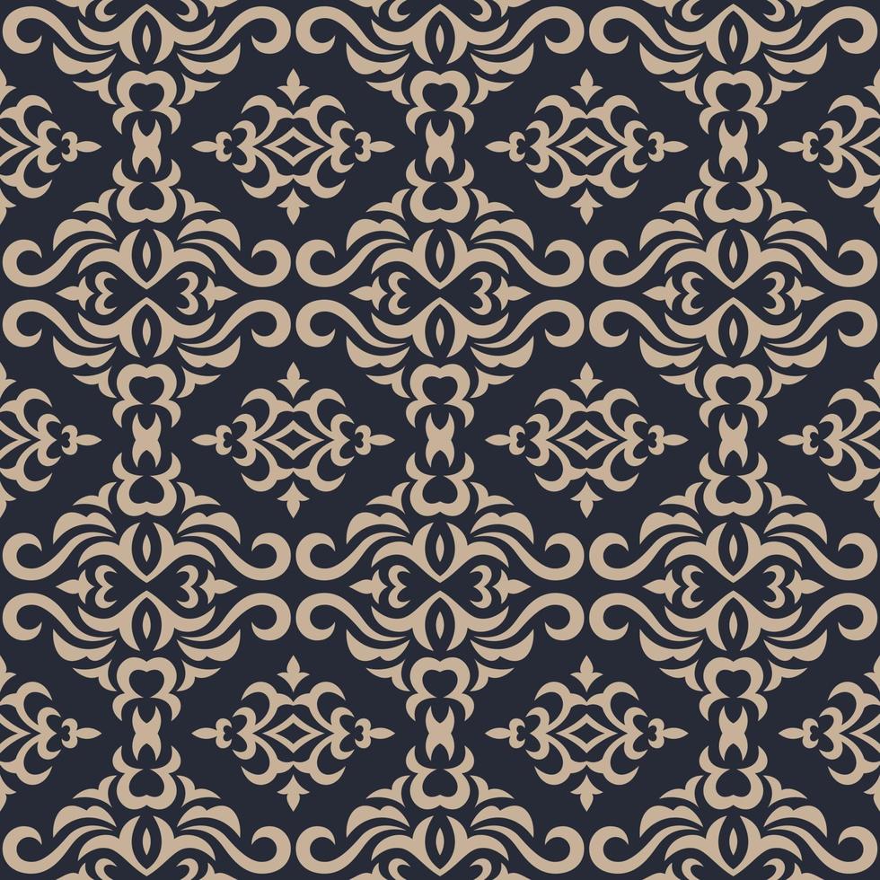 Damasco de patrones sin fisuras. Ilustración floral de adorno de lujo clásico. vector
