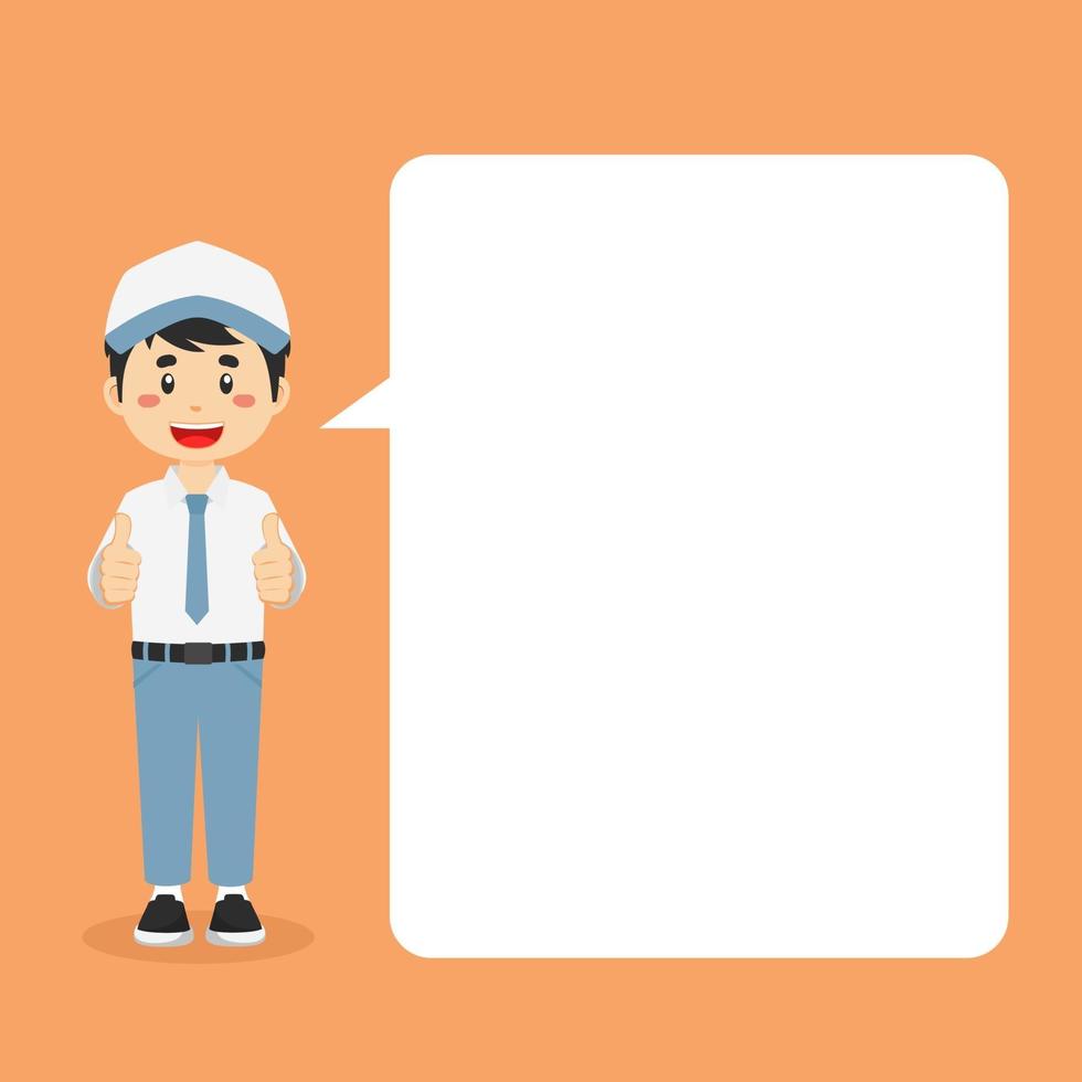 Indonesian Senior High School Making Thumb Up with Speech Bubbles vector