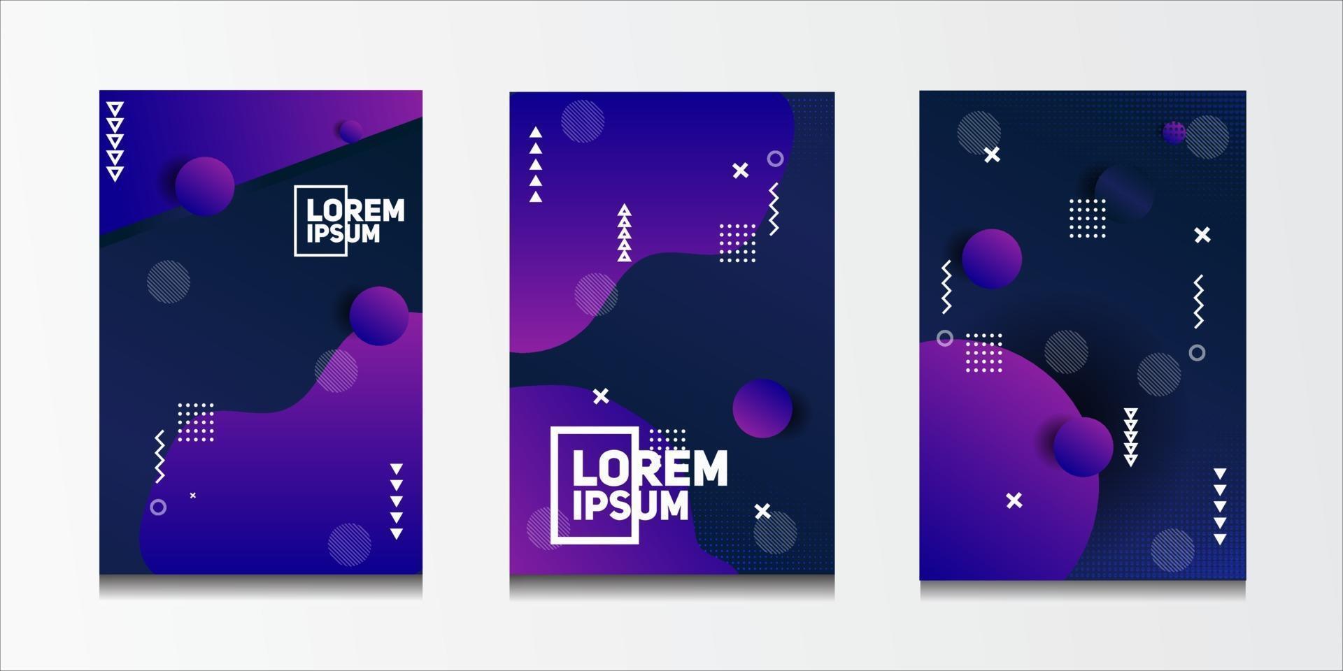 Background set of abstract geometric patterns with line and halftone patterns for business brochure cover designs. vector