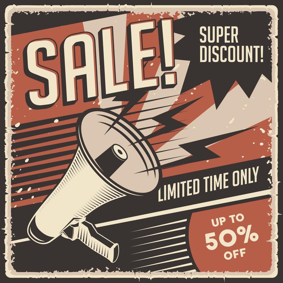 Retro Classic Vintage Super Sale Discount Poster 2080484 Vector Art at
