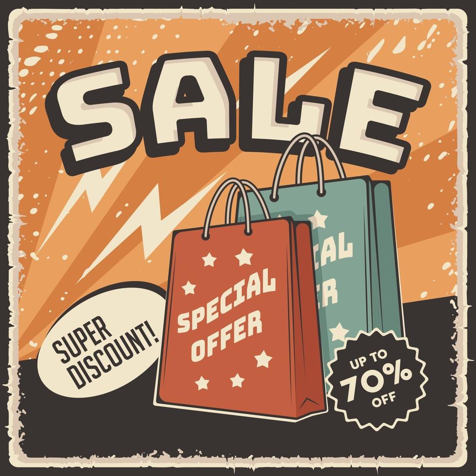 Retro Super Sale Discount Poster vector