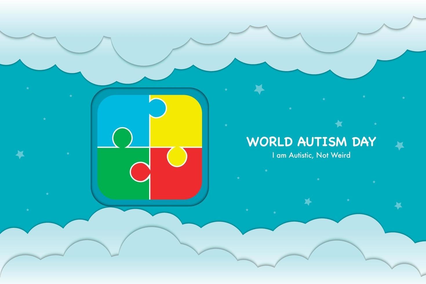 fondo de papercut del día mundial del autismo vector