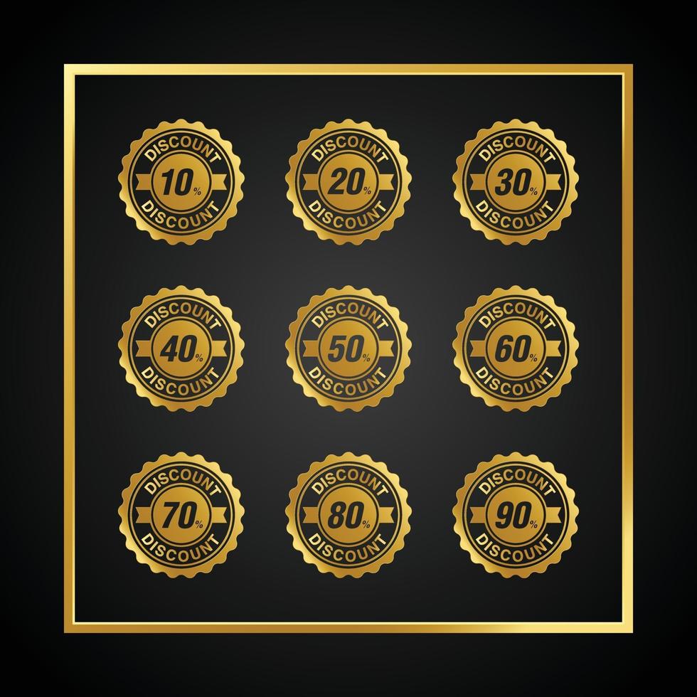 Gold Gradient Sale Discount Badge Vector Set