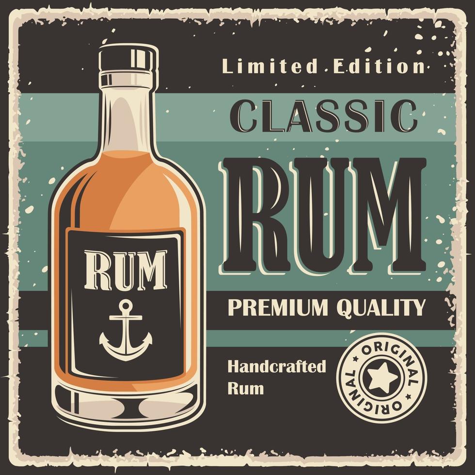 Rum Retro Vintage Classic Signage Poster vector