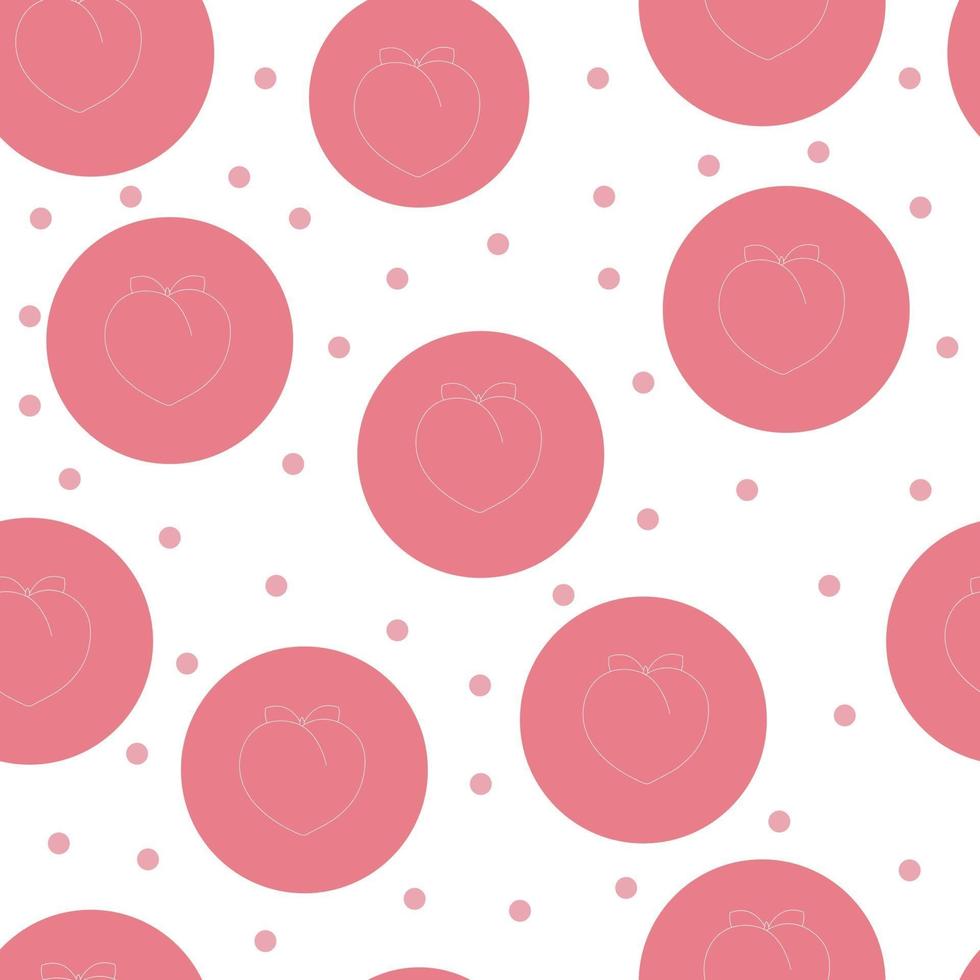 Polka Peach Seamless Pattern. Peach print. vector