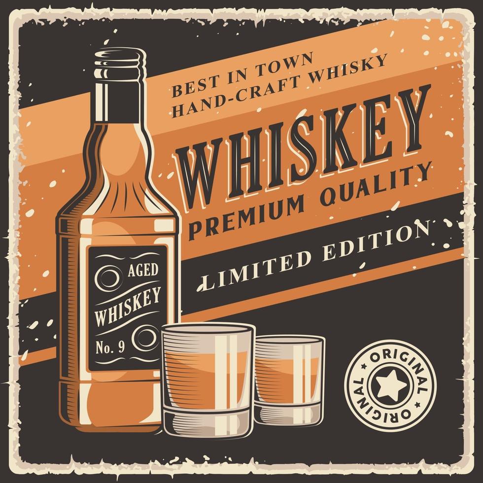 cartel de señalización de whisky retro vector clásico rústico
