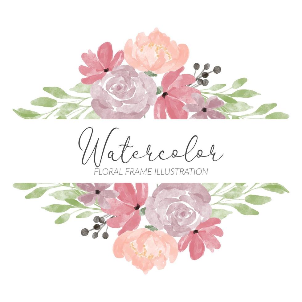 watercolor rose flower frame illustration vector