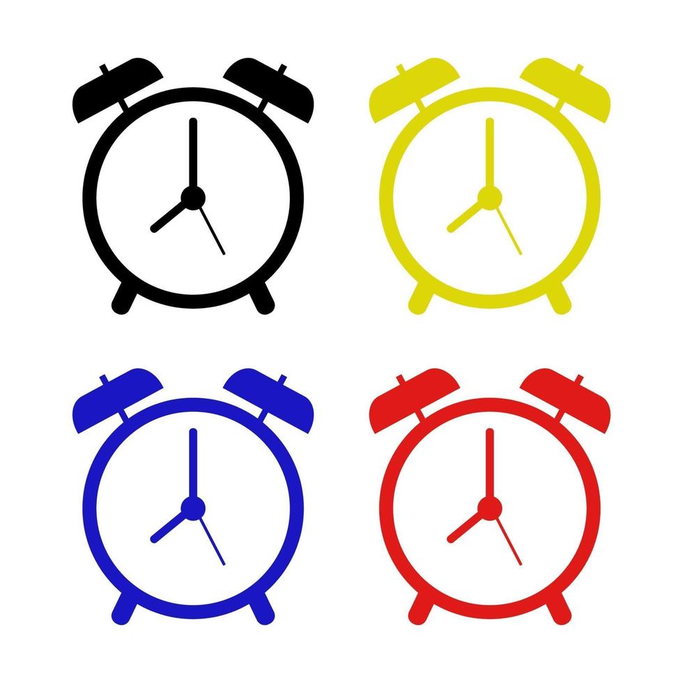 Set Of Alarm Clock On White Background vector