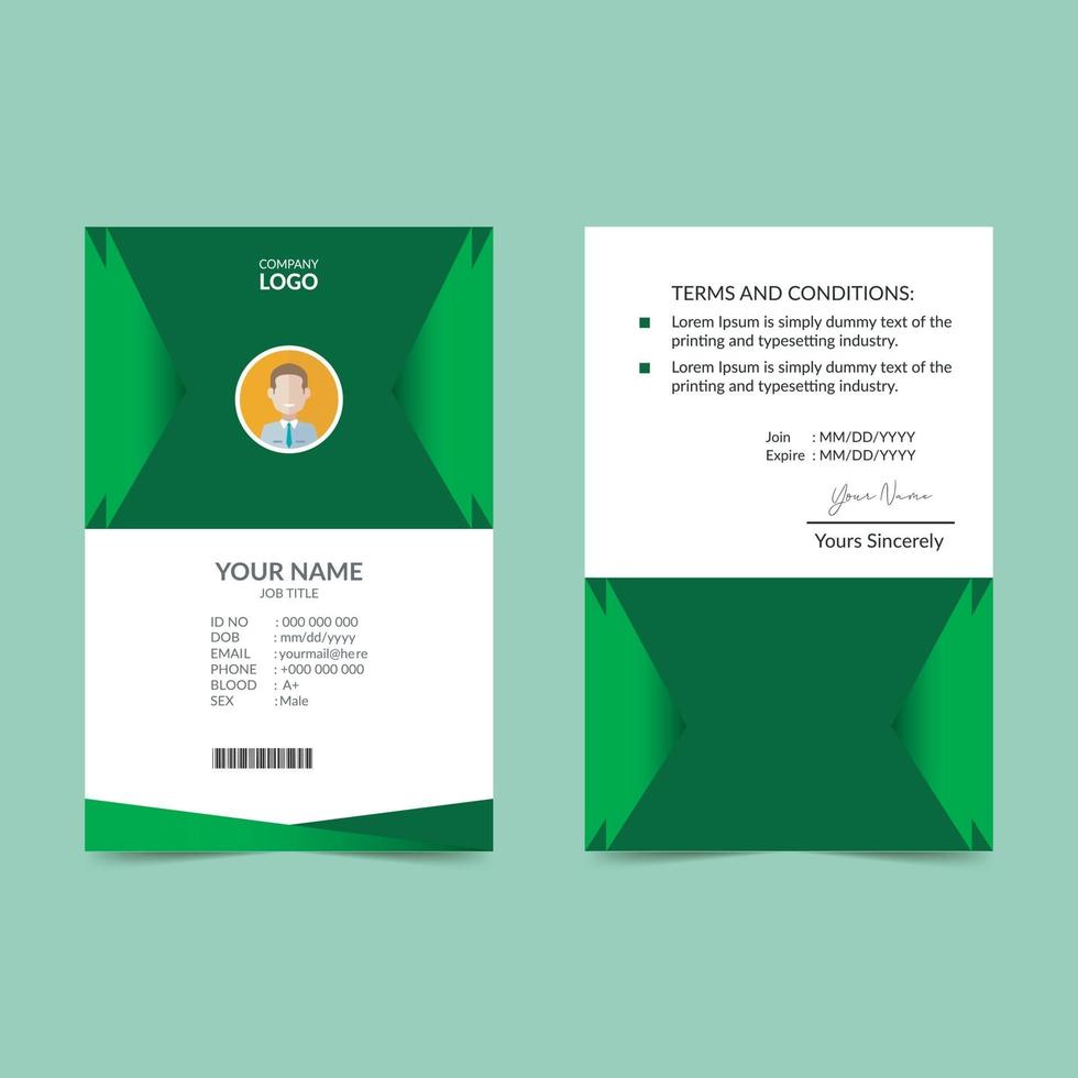 Green Elegant ID Card Design Template vector