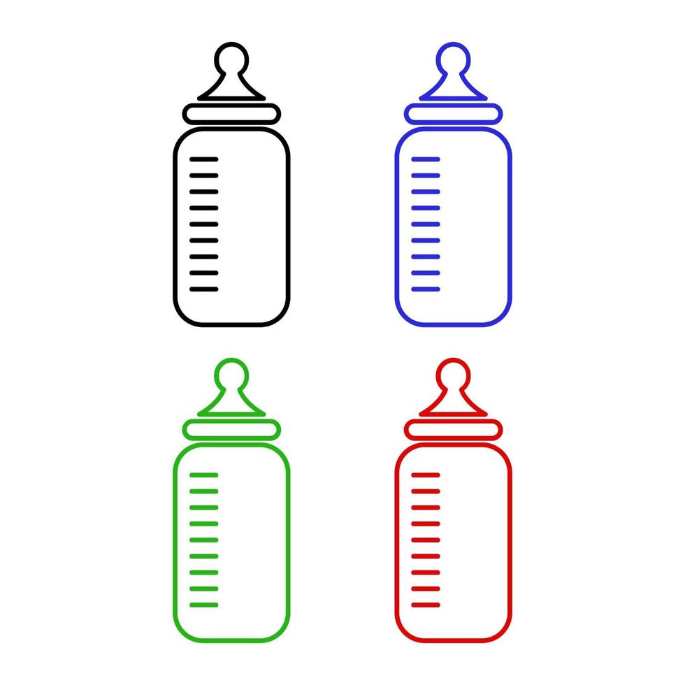 Set Of Baby Bottles On White Background vector