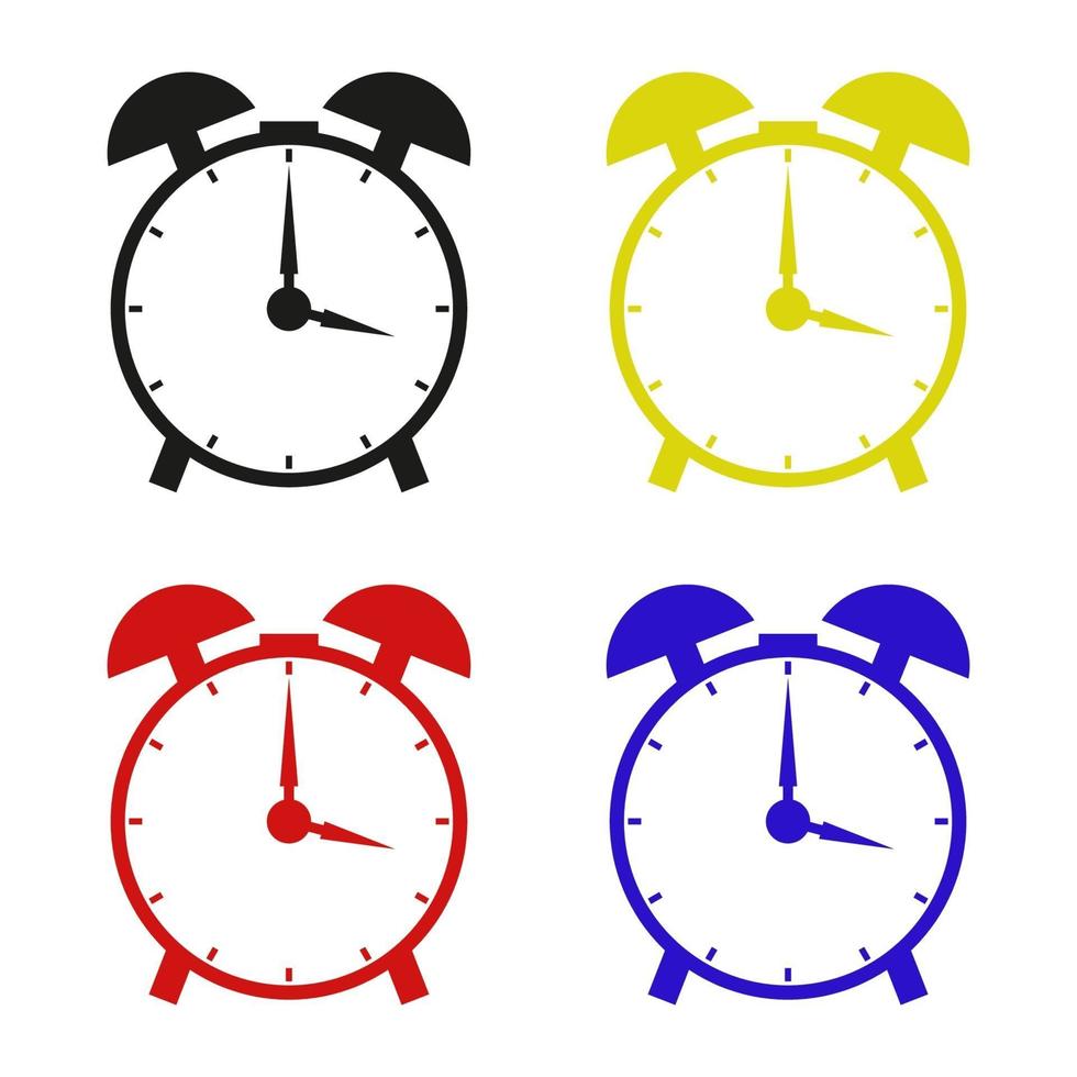 Set Of Alarm Clock On White Background vector