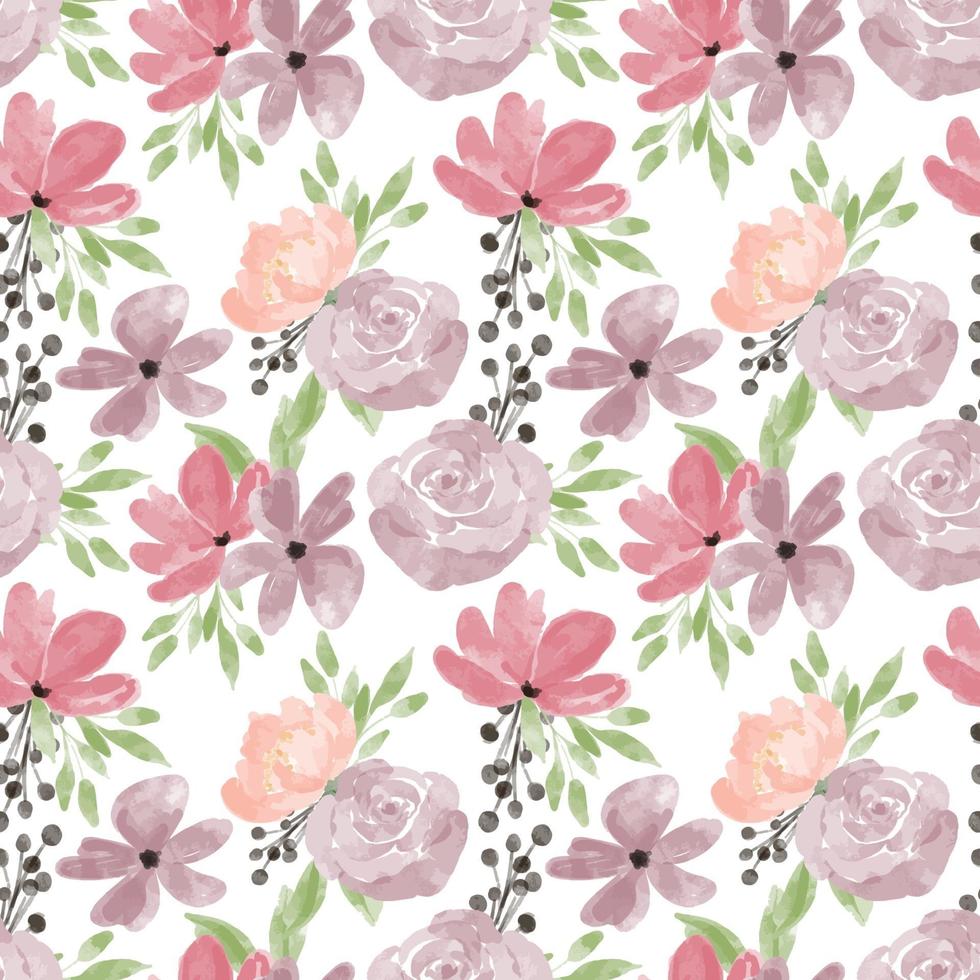 pastel watercolor rose peony floral seamless pattern vector