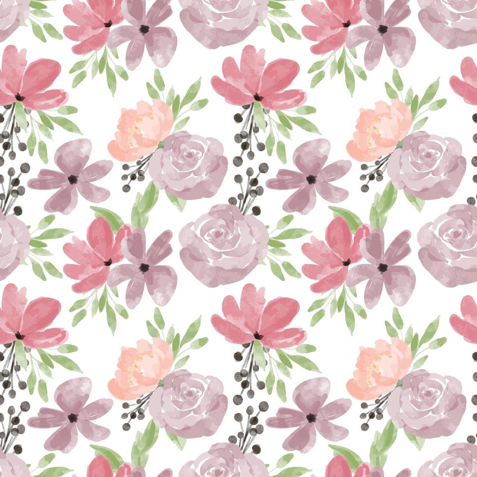 pastel watercolor rose peony floral seamless pattern vector