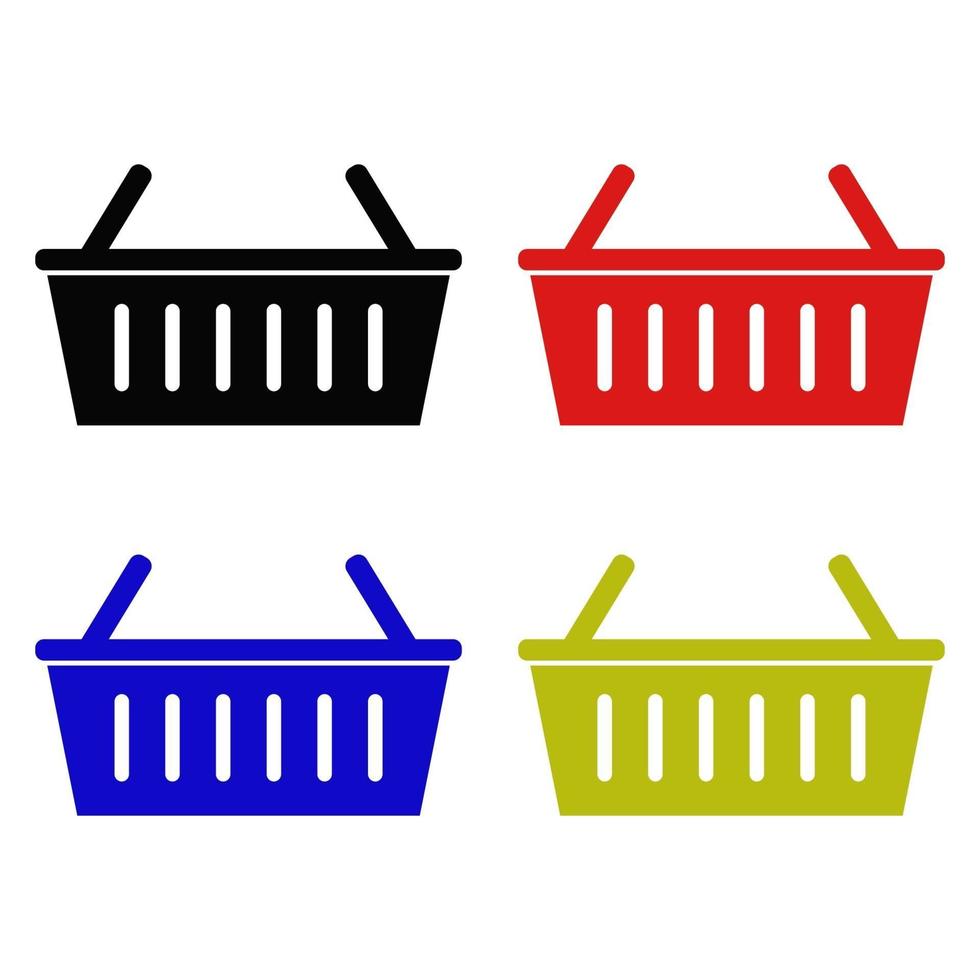 Shopping Basket Set On White Background vector