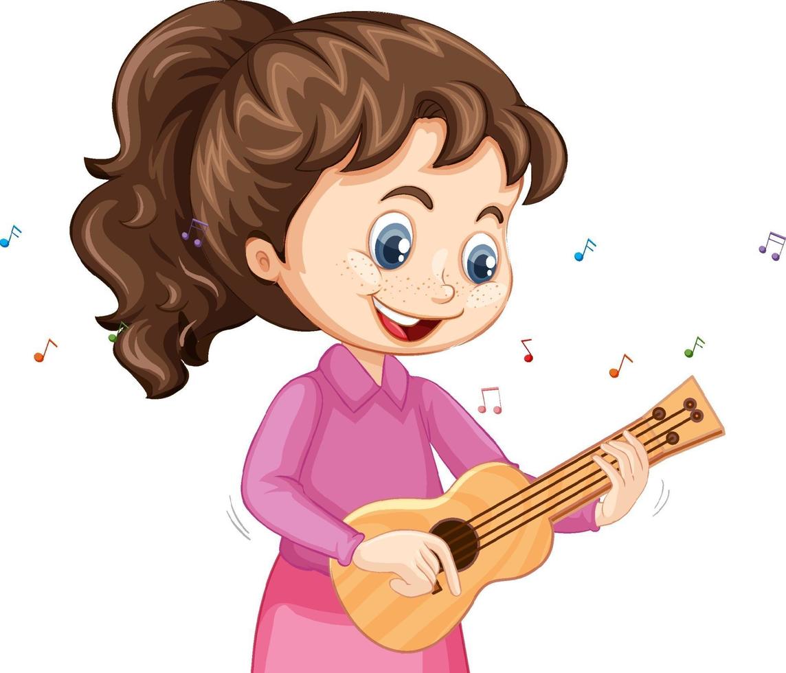 un personaje de dibujos animados de niña tocando el ukelele 2080789 Vector  en Vecteezy