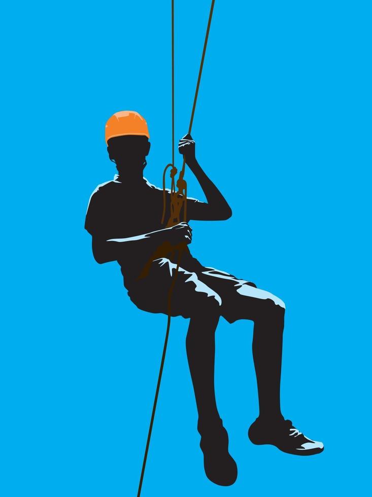 rappel, escalada en roca, en, ilustración, gráfico, vector