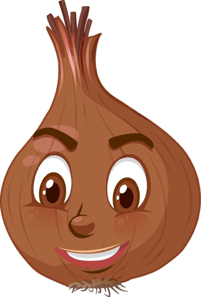 personaje de dibujos animados de cebolla con expresión facial vector