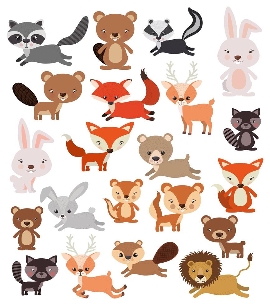 Cute animal set vector