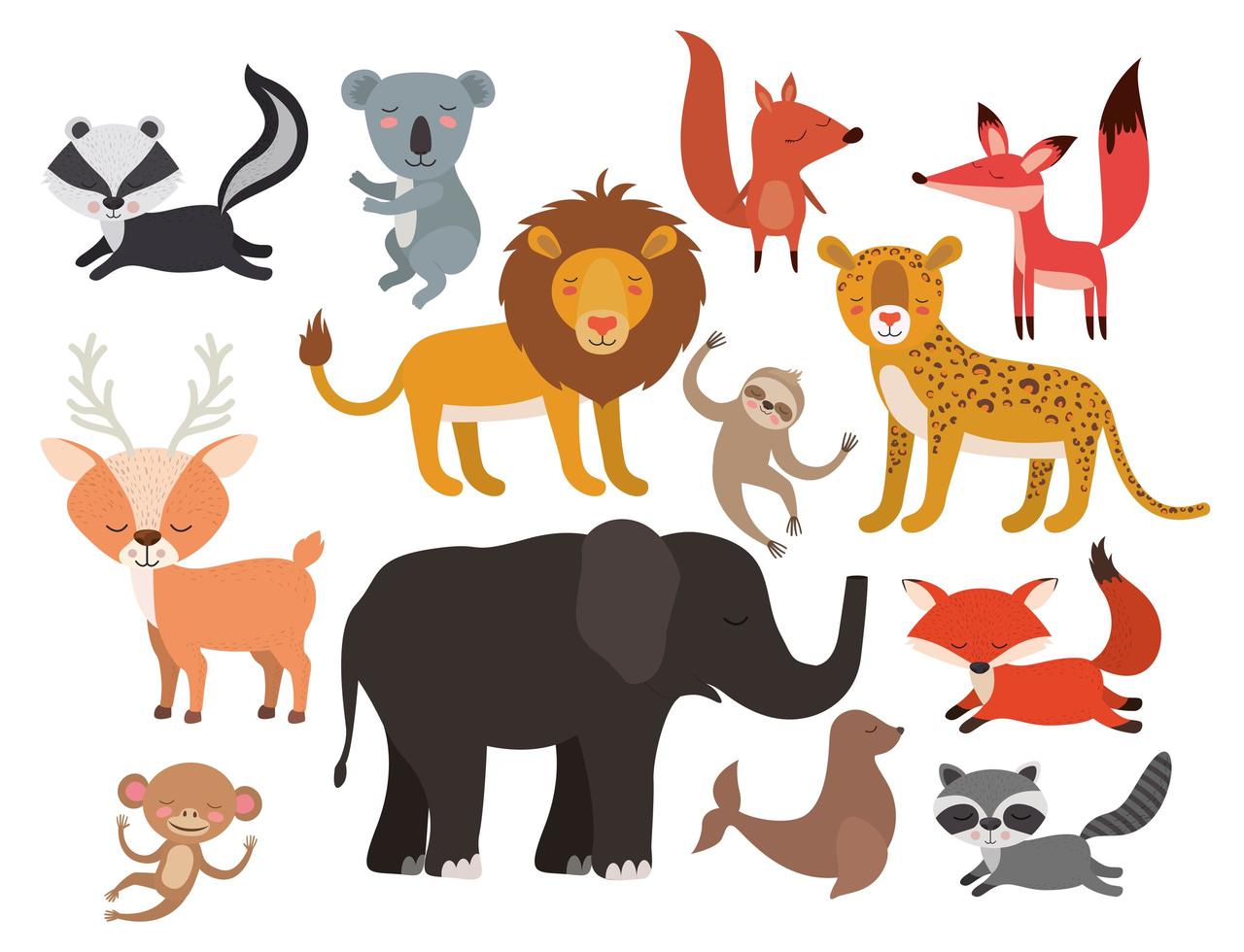 lindo conjunto de animales vector