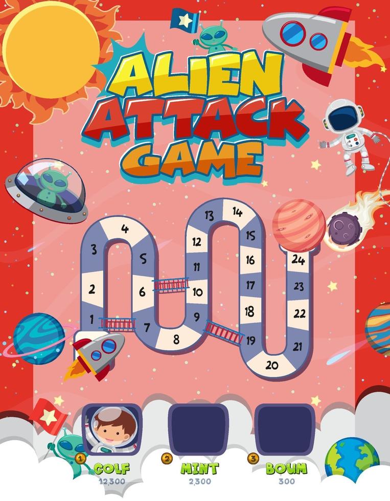 Board Game for kids in outer space style template vector