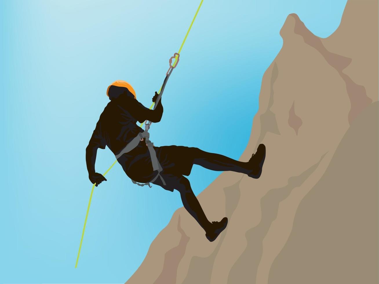 rappel, escalada en roca, en, ilustración, gráfico, vector