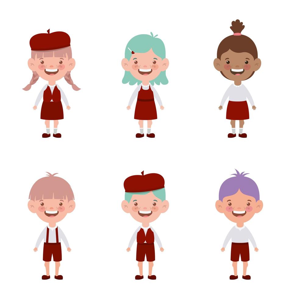 group of interracial students characters vector