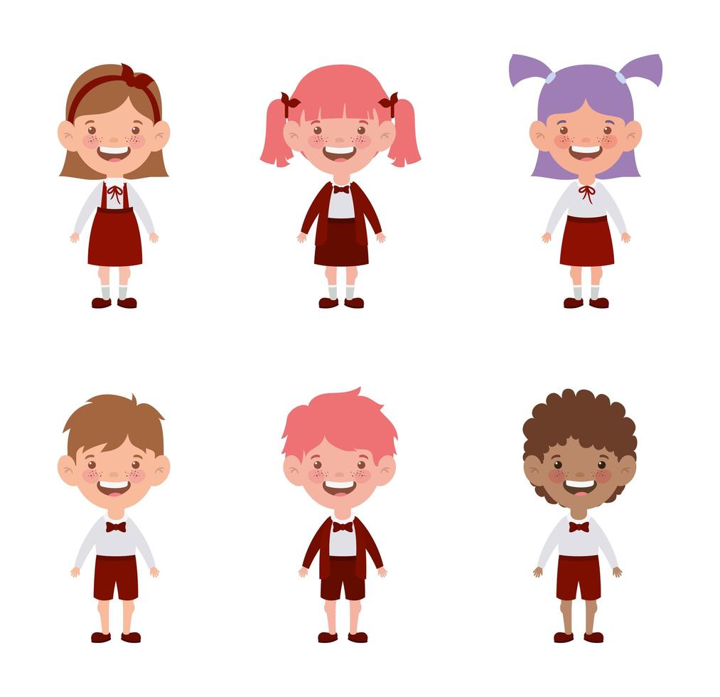 group of interracial students characters vector