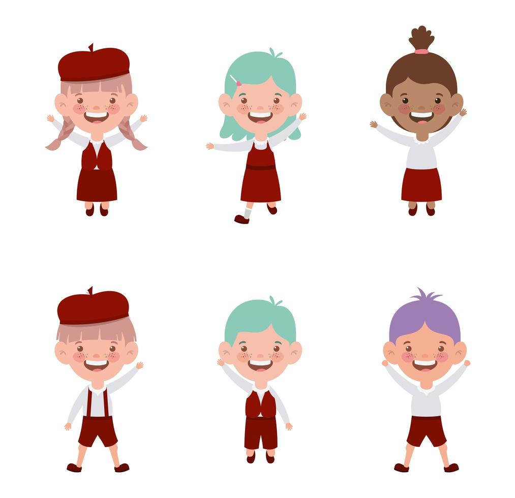 group of interracial students characters vector