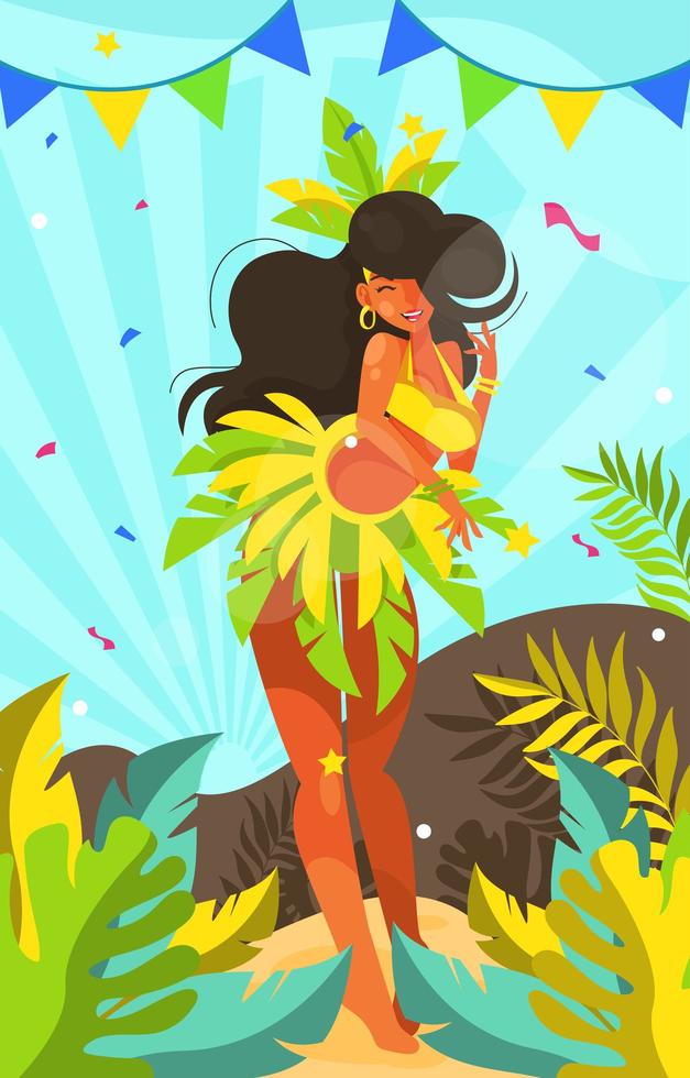 Beauty Samba Dancer Carnival Template vector