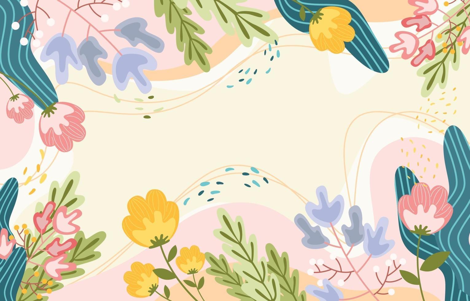 Nature Spring Floral Flat Background. vector