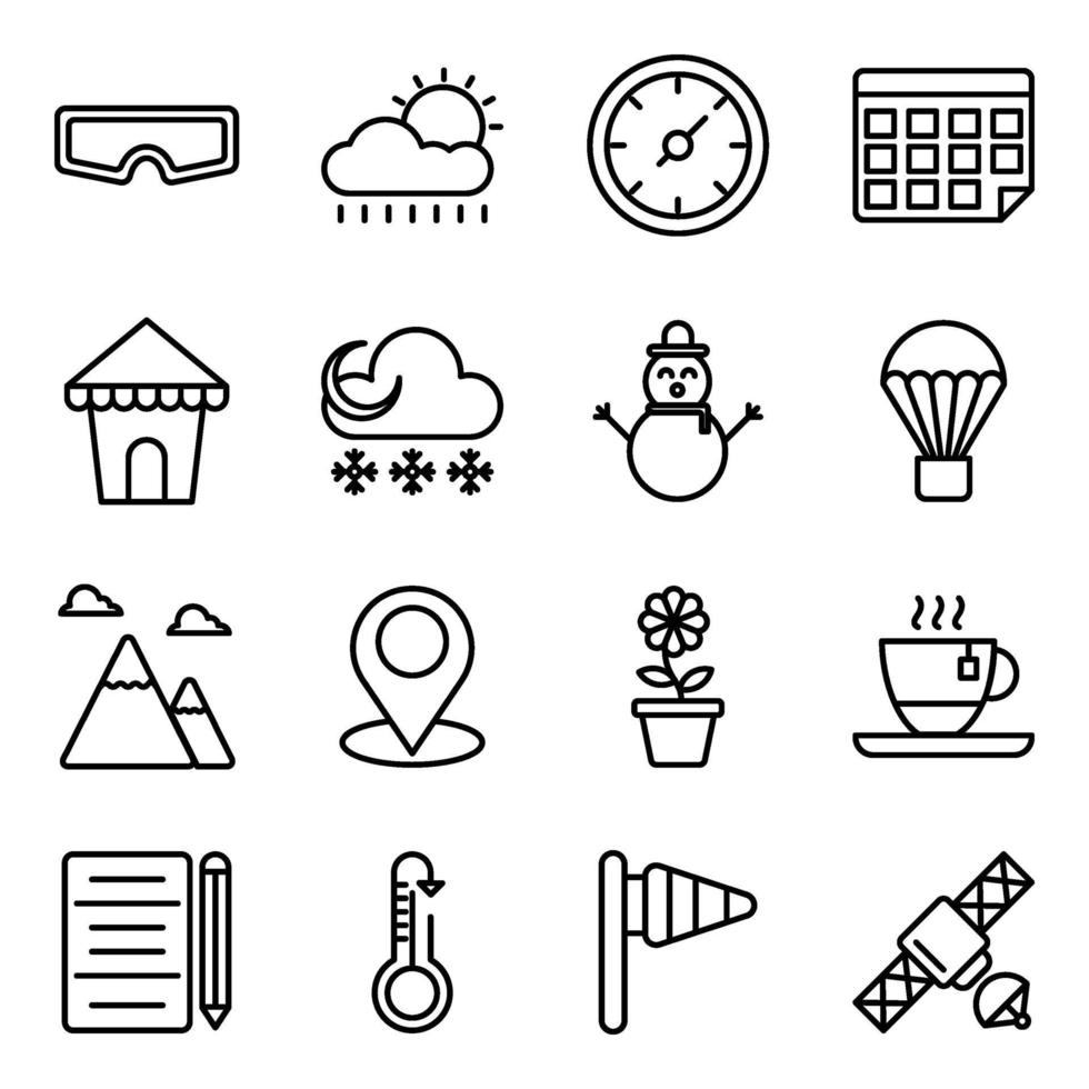 paquete de iconos lineales de clima nublado vector