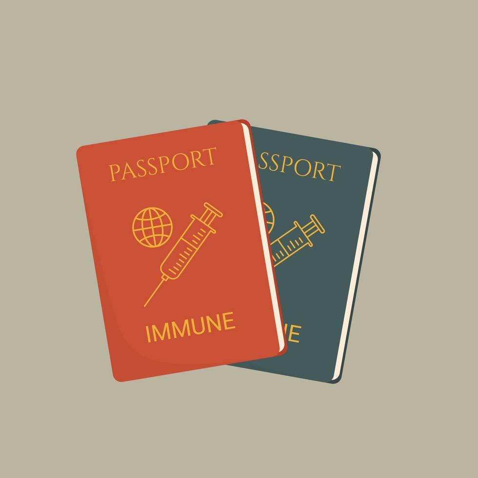 ilustración plana pasaporte de vacuna certificado de vacunación, pasaporte de inmunidad vector