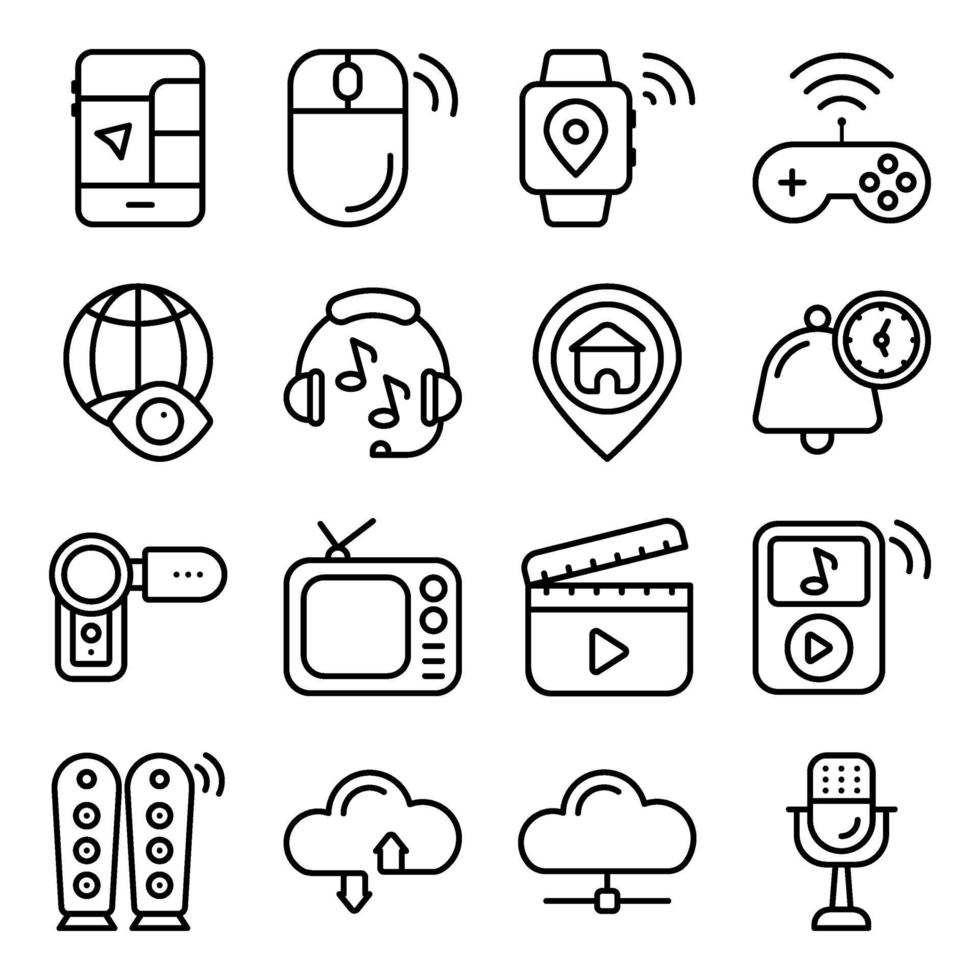 paquete de iconos lineales de dispositivos inteligentes vector