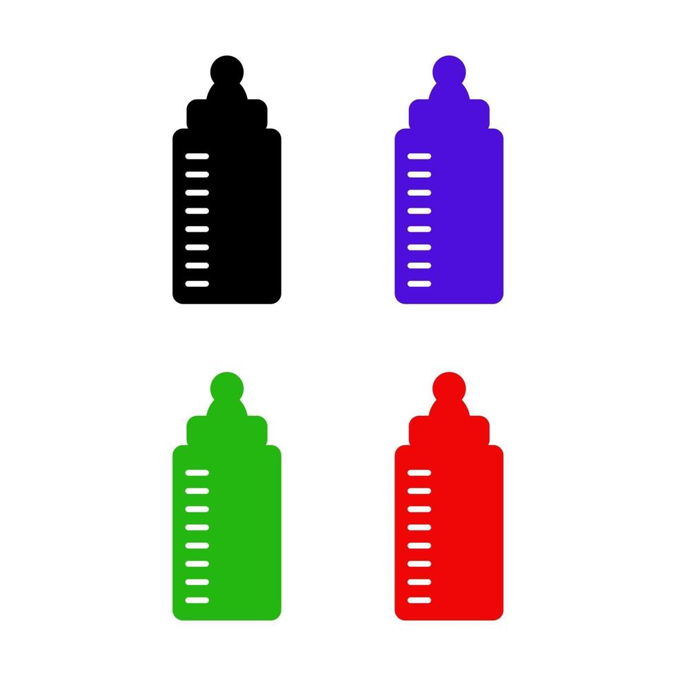 Set Of Baby Bottles On White Background vector