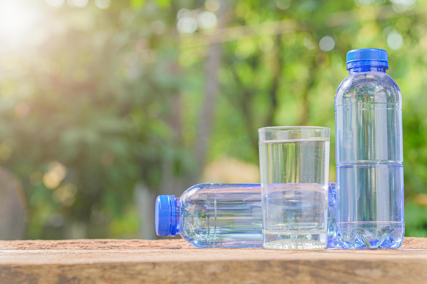 Bottles of drinking water photo