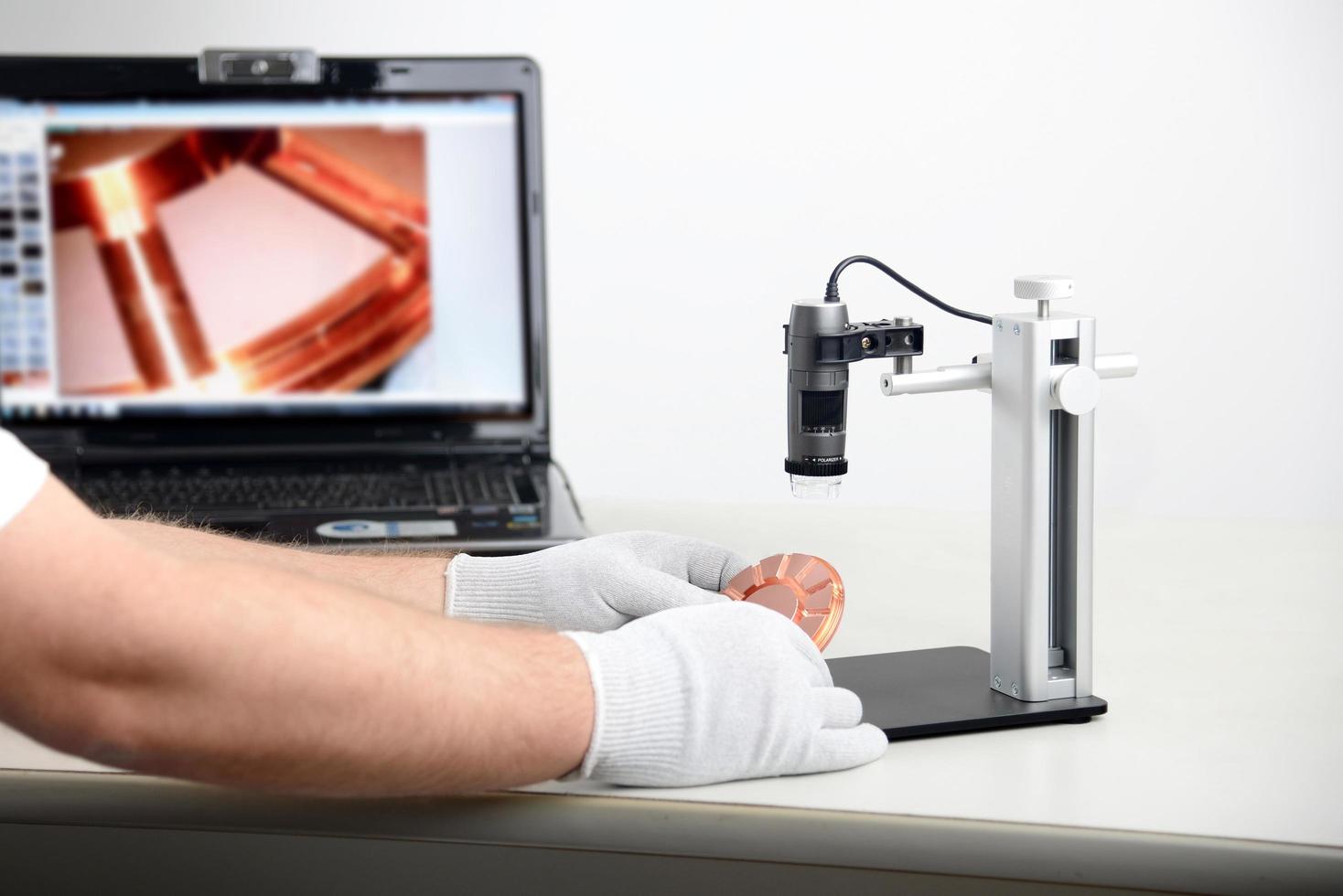 Electronic microscope, concept of scientific research and new technologies photo