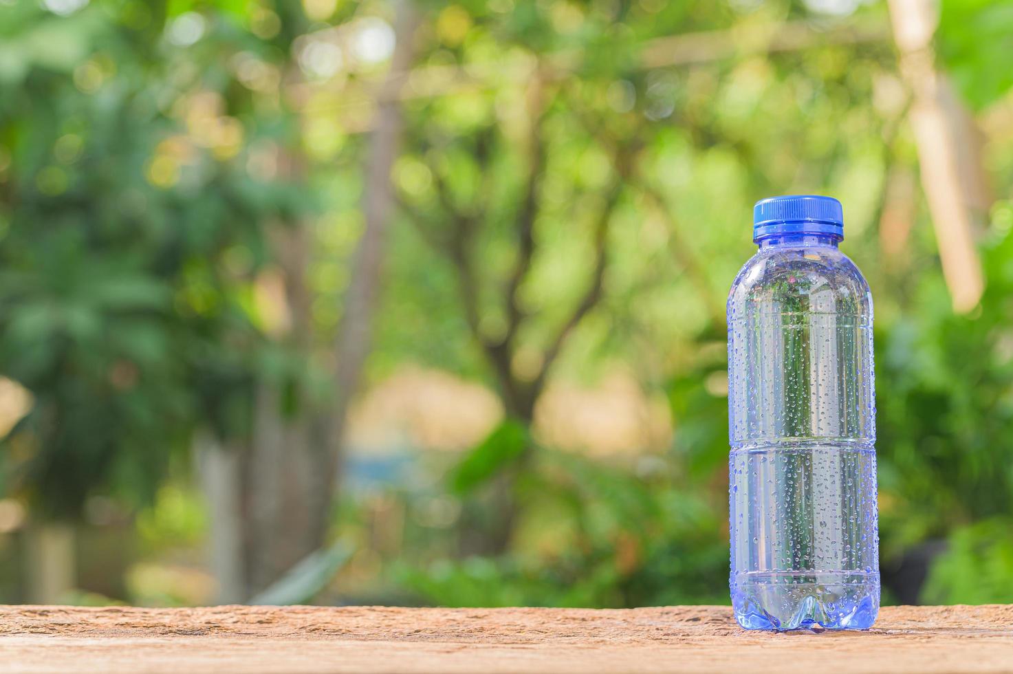 Bottle of drinking water with natural background photo