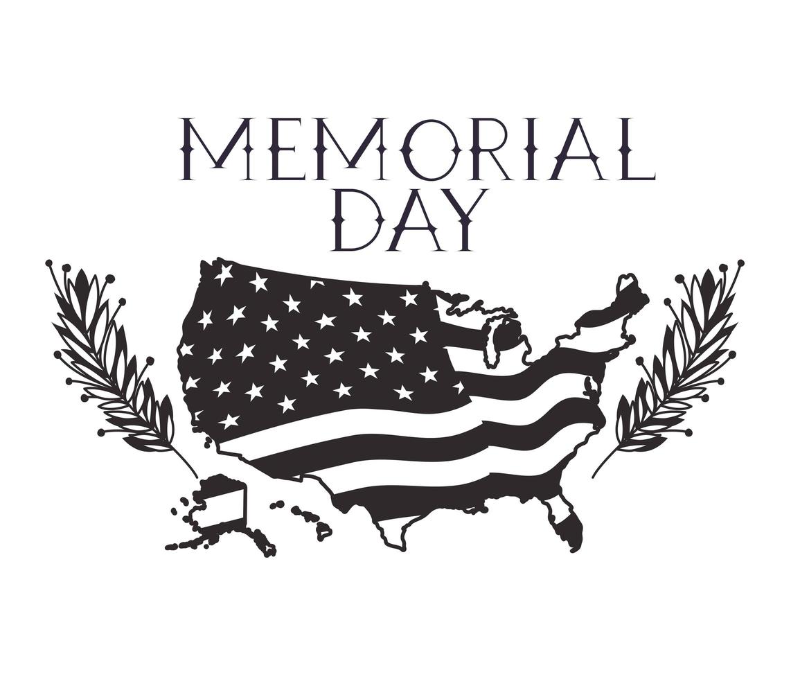 usa map with flag of memorial day emblem vector