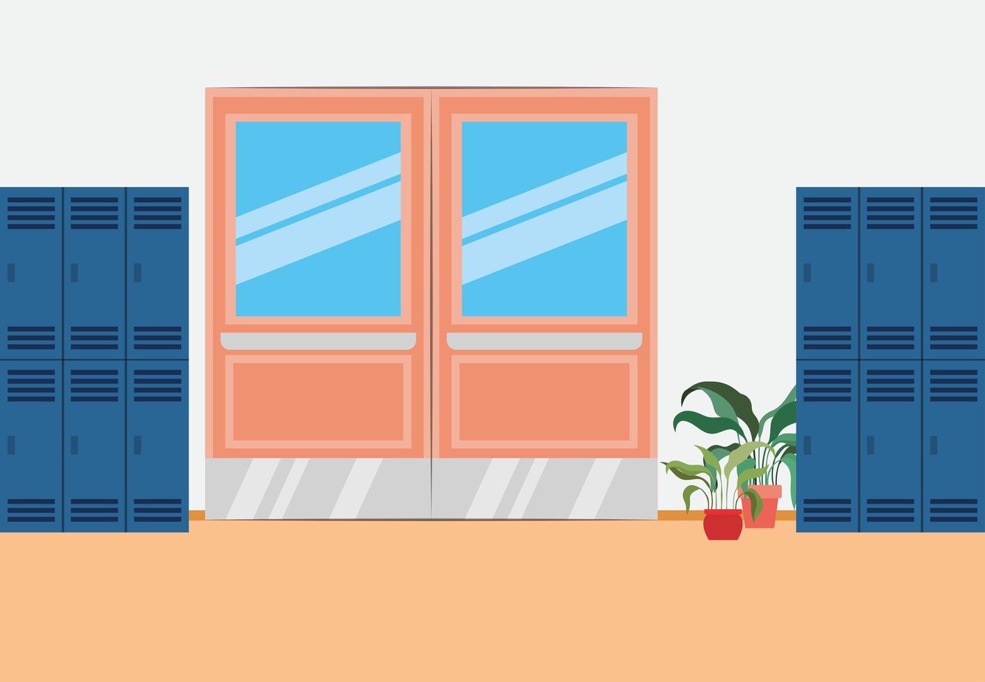 school corridor with lockers scene vector