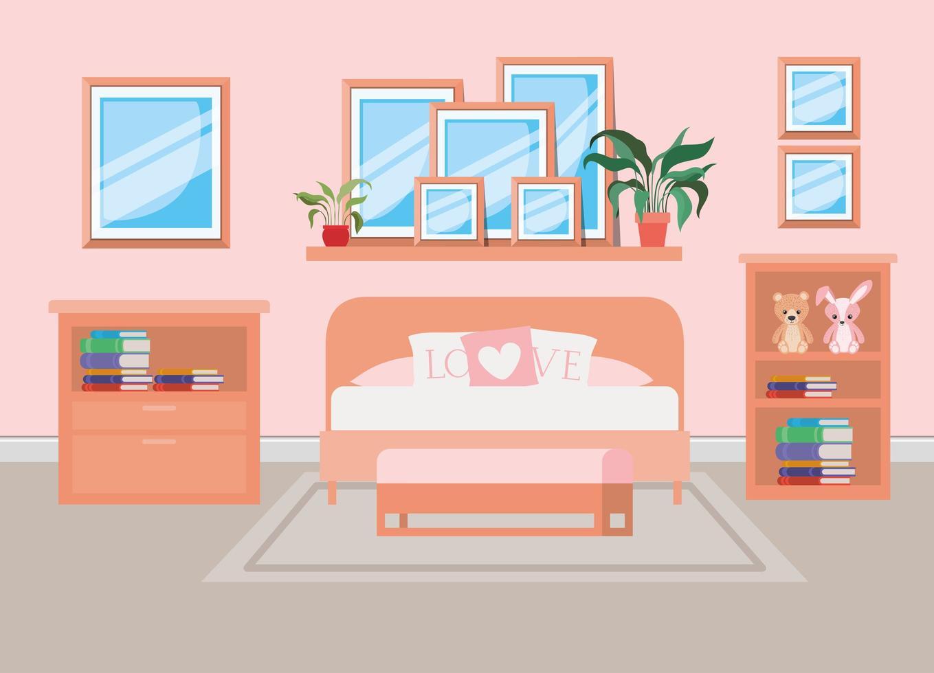 beautiful bed room house scene vector