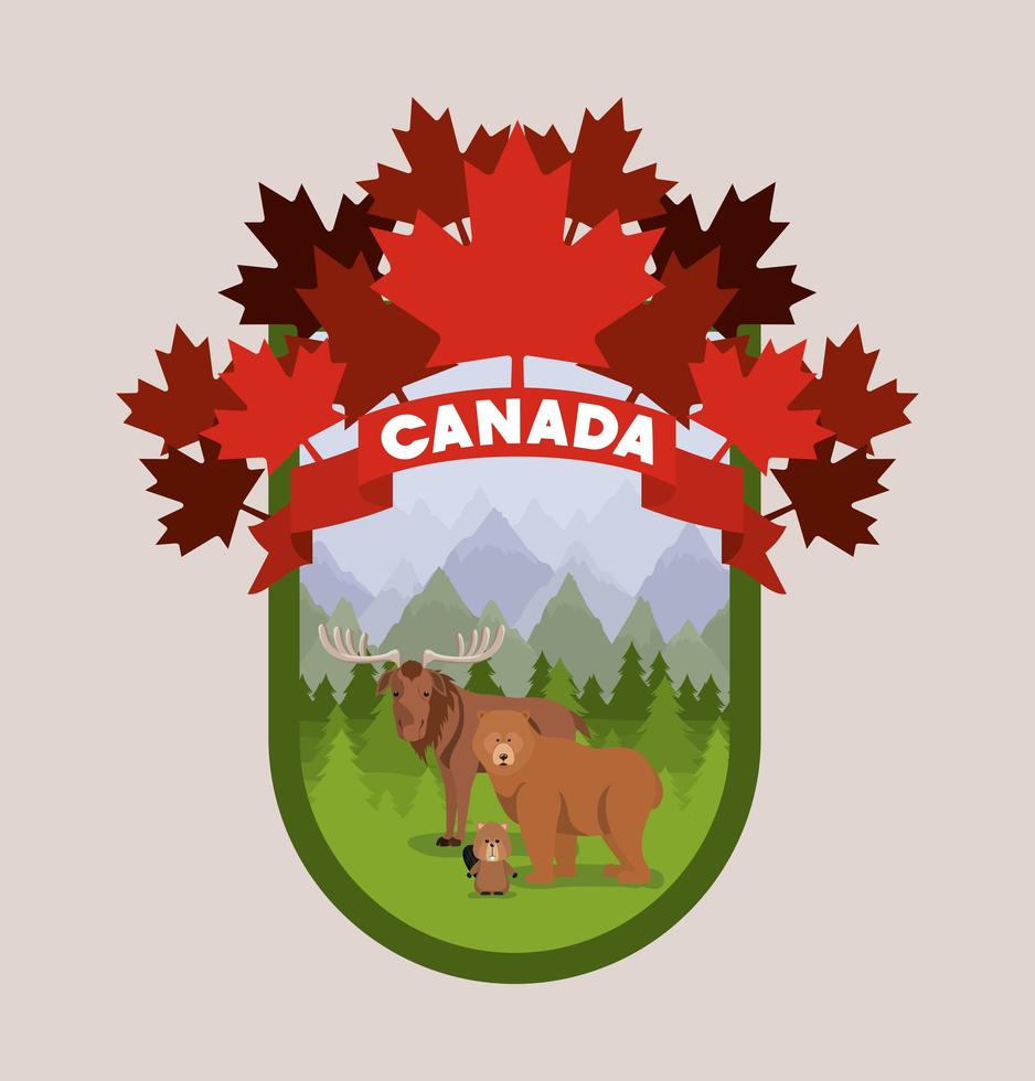Canadian seal with animals vector