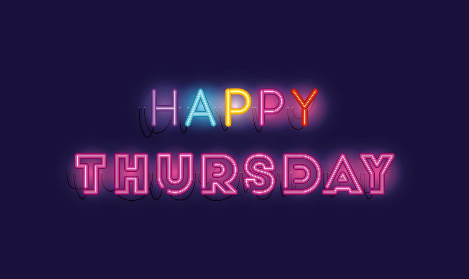 happy thursday fonts neon lights vector