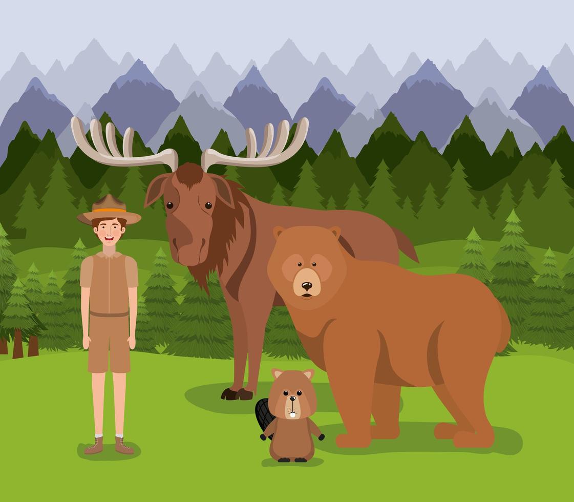 Ranger with animals design vector