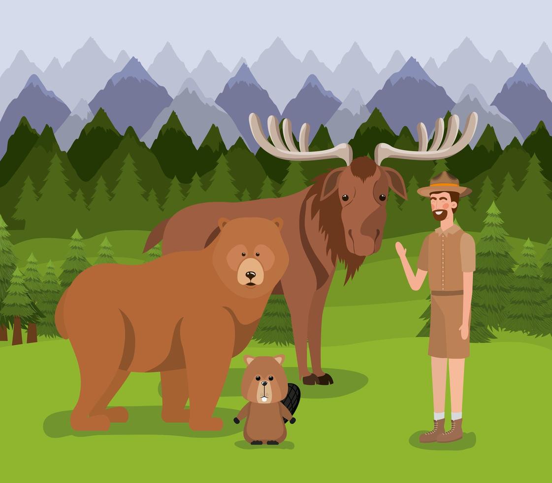 Ranger with animals design vector