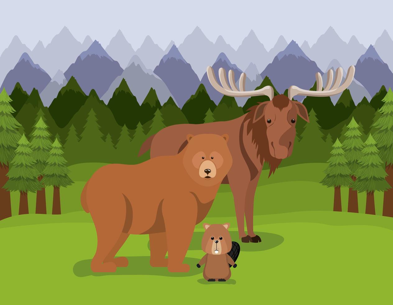 Canadian animals design vector