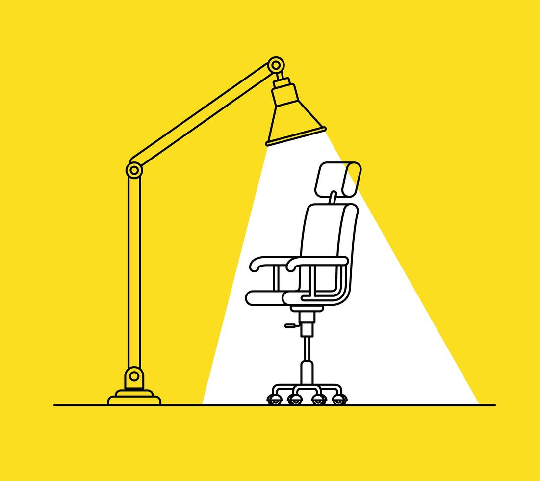 office chair and lamp scene vector
