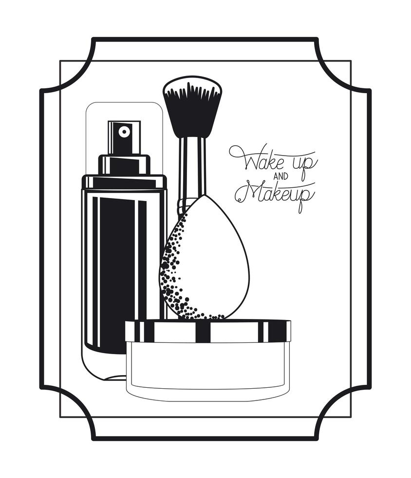 conjunto de marco de productos de maquillaje vector