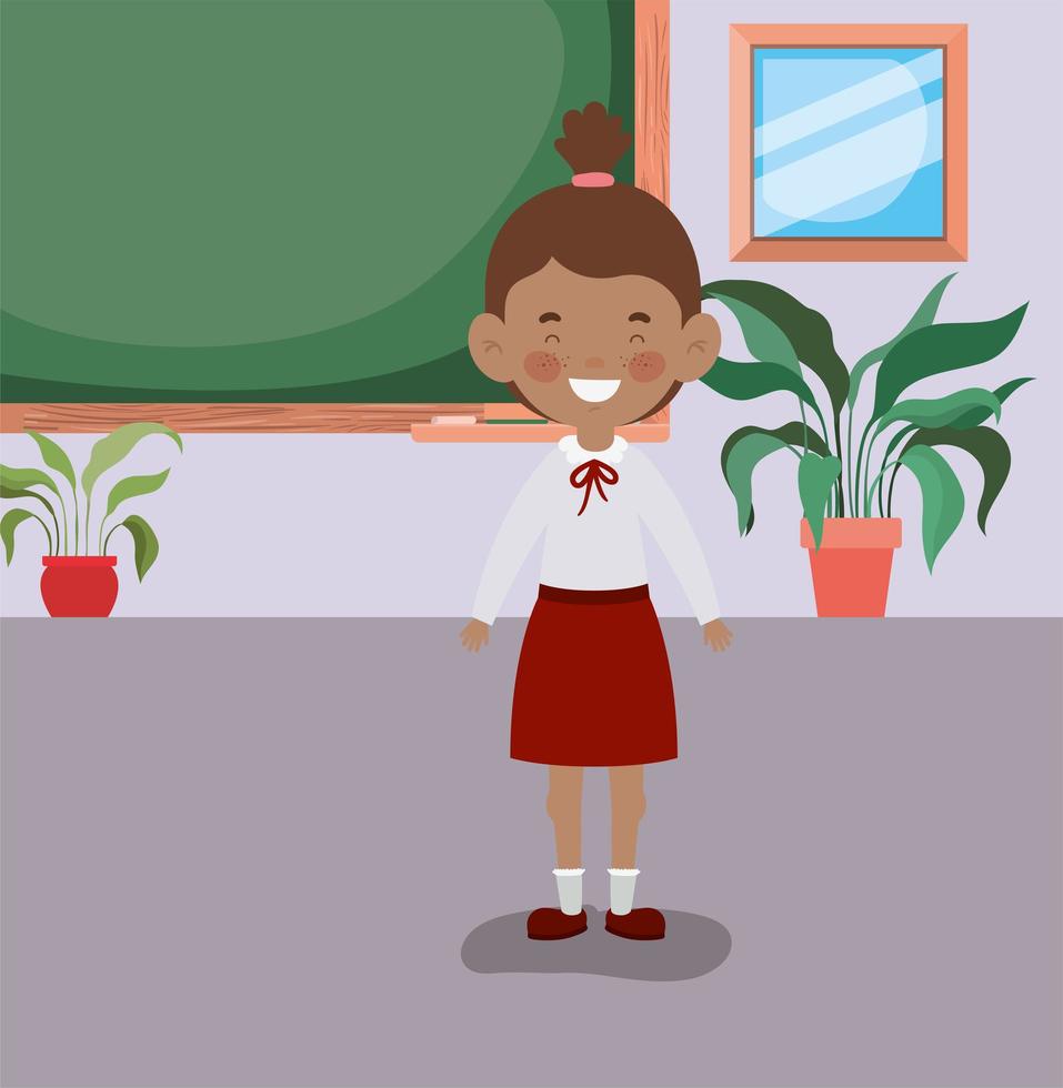 afro little school girl in the classroom vector