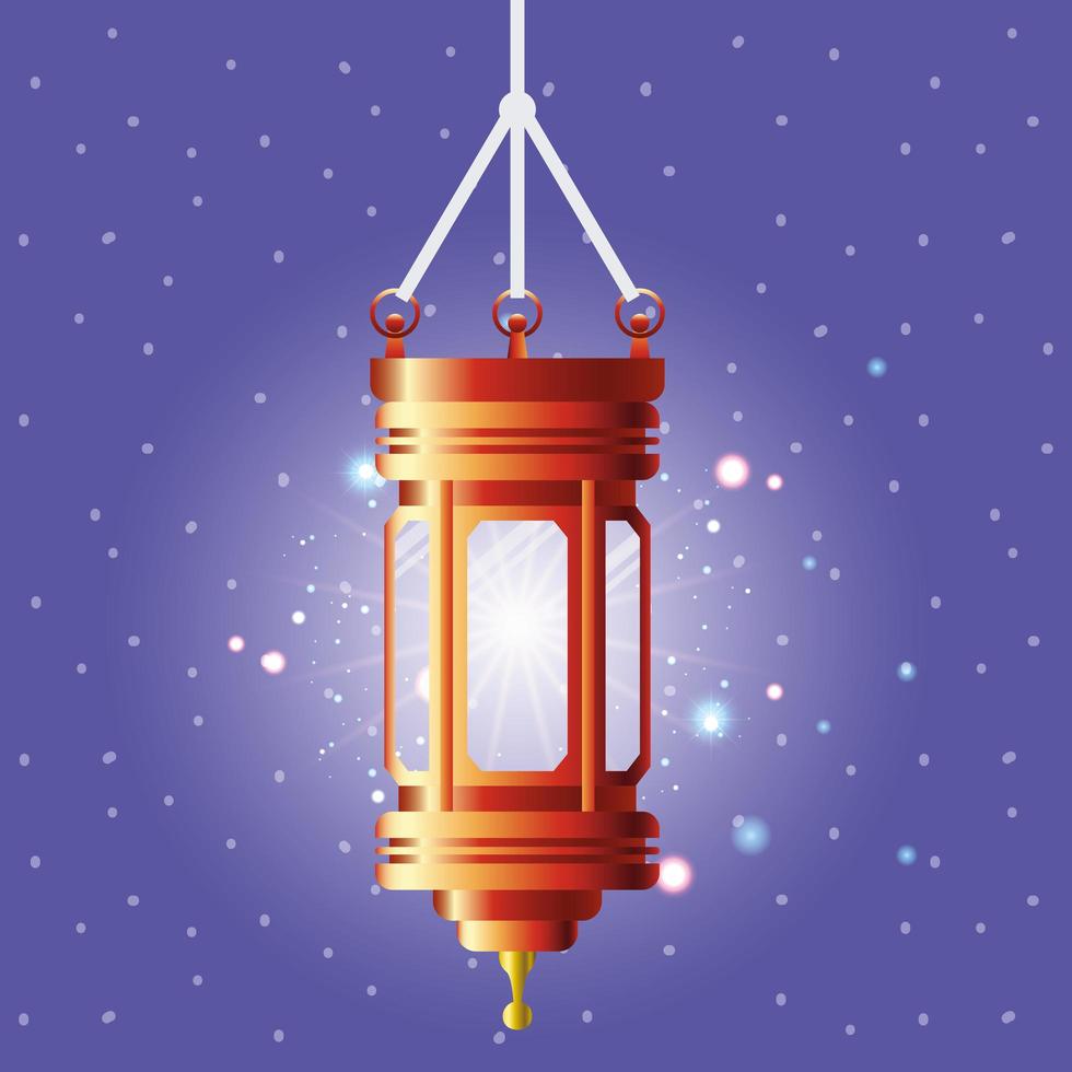 ramadan kareem golden lantern hanging vector