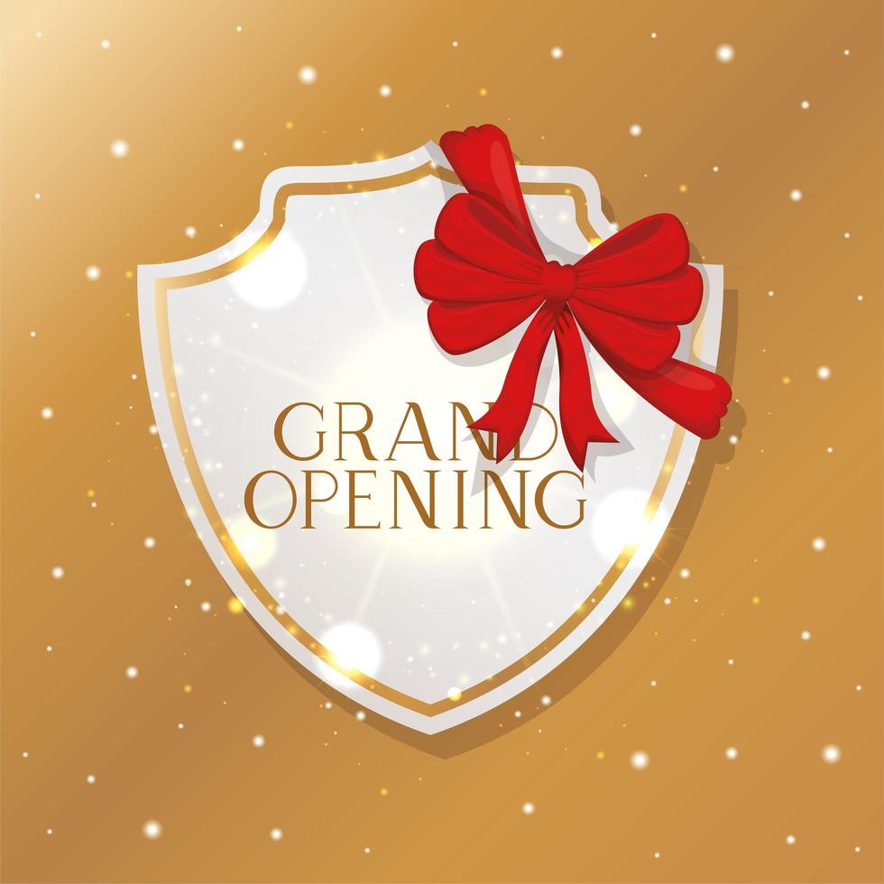golden shield with ribbon and grand opening message vector
